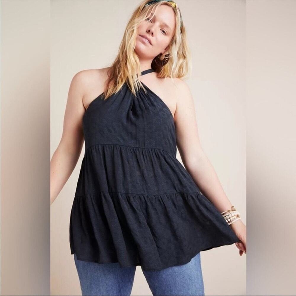 Anthropologie‎ Lavinia Keyhole Tank Top Blouse Small Black plus size  Halter 3x